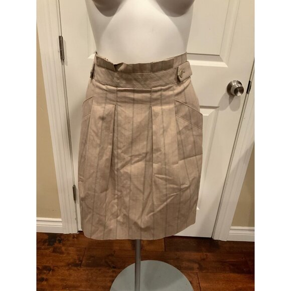 BCBG Max Azria Tan W/ Black & Red Striped A-line Skirt , Size 6 - Picture 1 of 7